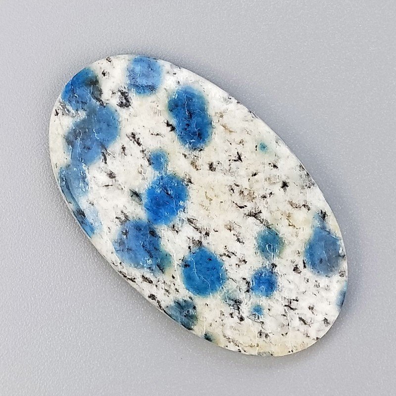 K2 'Raindrop Azurite' Naturale Forma Ovale Piatto Cabochon Liscio Fatto a Mano 41X24X4mm 7,60gm 1pz