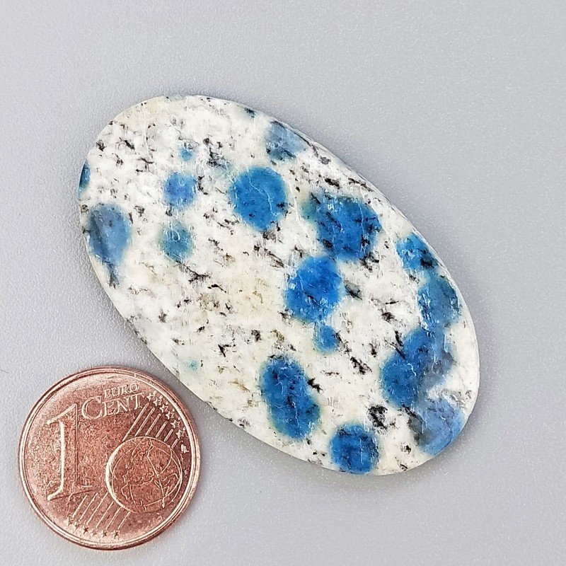 K2 'Raindrop Azurite' Naturale Forma Ovale Piatto Cabochon Liscio Fatto a Mano 41X24X4mm 7,60gm 1pz