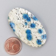 K2 'Raindrop Azurite' Naturale Forma Ovale Piatto Cabochon Liscio Fatto a Mano 43X24X6mm 11,00gm 1pz