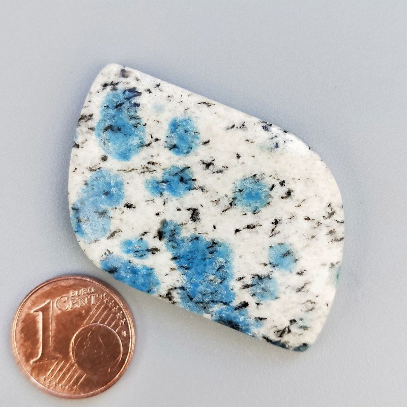 K2 'Raindrop Azurite' Naturale Forma Fantasia Piatto Cabochon Liscio Fatto a Mano 43X26X5mm 10,50gm 1pz