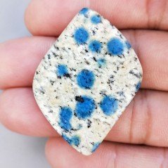 K2 'Raindrop Azurite' Naturale Forma Fantasia Piatto Cabochon Liscio Fatto a Mano 44X29X4mm 9,40gm 1pz