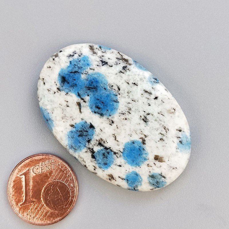 K2 'Raindrop Azurite' Naturale Forma Ovale Piatto Cabochon Liscio Fatto a Mano 39X26X5mm 9,95gm 1pz