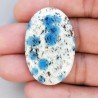 K2 'Raindrop Azurite' Naturale Forma Ovale Piatto Cabochon Liscio Fatto a Mano 39X26X5mm 9,95gm 1pz