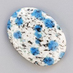 K2 'Raindrop Azurite' Naturale Forma Ovale Piatto Cabochon Liscio Fatto a Mano 36X26X6mm 10,10gm 1pz