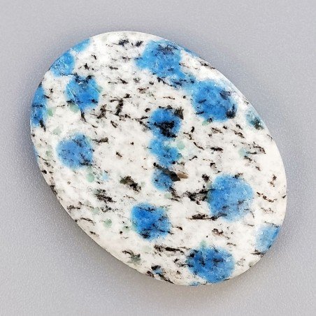 K2 'Raindrop Azurite' Naturale Forma Ovale Piatto Cabochon Liscio Fatto a Mano 36X26X6mm 10,10gm 1pz