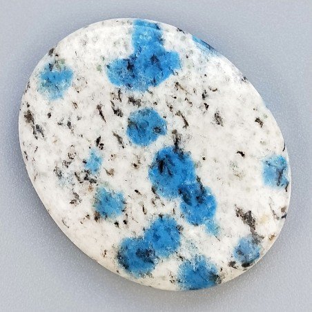 K2 'Raindrop Azurite' Naturale Forma Ovale Piatto Cabochon Liscio Fatto a Mano 36X29X5mm 10,20gm 1pz