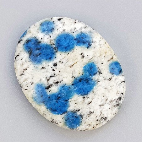 K2 'Raindrop Azurite' Naturale Forma Ovale Piatto Cabochon Liscio Fatto a Mano 32X26X6mm 8,90gm 1pz