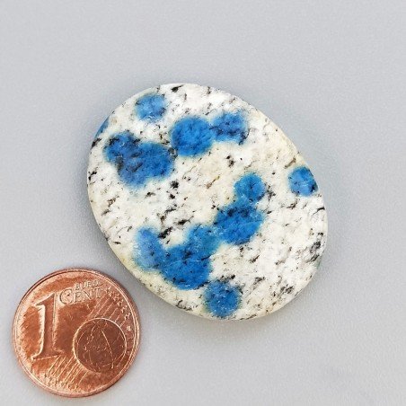 K2 'Raindrop Azurite' Naturale Forma Ovale Piatto Cabochon Liscio Fatto a Mano 32X26X6mm 8,90gm 1pz