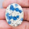 K2 'Raindrop Azurite' Naturale Forma Ovale Piatto Cabochon Liscio Fatto a Mano 32X26X6mm 8,90gm 1pz