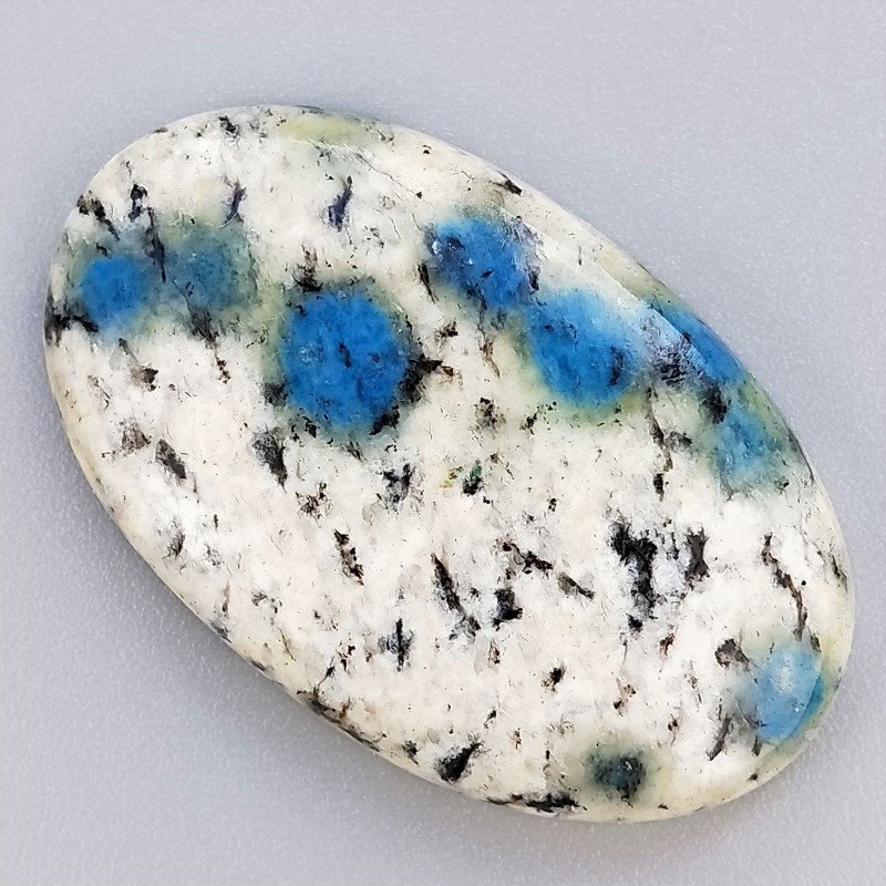 K2 'Raindrop Azurite' Naturale Forma Ovale Piatto Cabochon Liscio Fatto a Mano 39X24mm 9,67gm 1pz