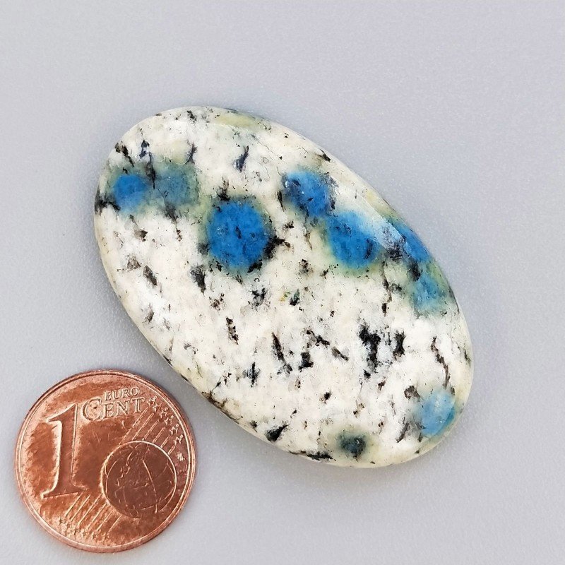 K2 'Raindrop Azurite' Naturale Forma Ovale Piatto Cabochon Liscio Fatto a Mano 39X24mm 9,67gm 1pz