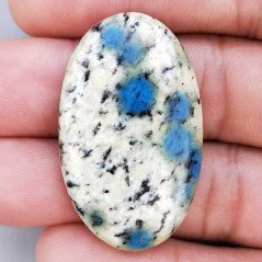 K2 'Raindrop Azurite' Naturale Forma Ovale Piatto Cabochon Liscio Fatto a Mano 39X24mm 9,67gm 1pz