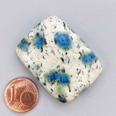 K2 'Raindrop Azurite' Naturale Forma Rettangolare  Piatto Cabochon Liscio Fatto a Mano 36X27X7mm 15,35gm 1pz