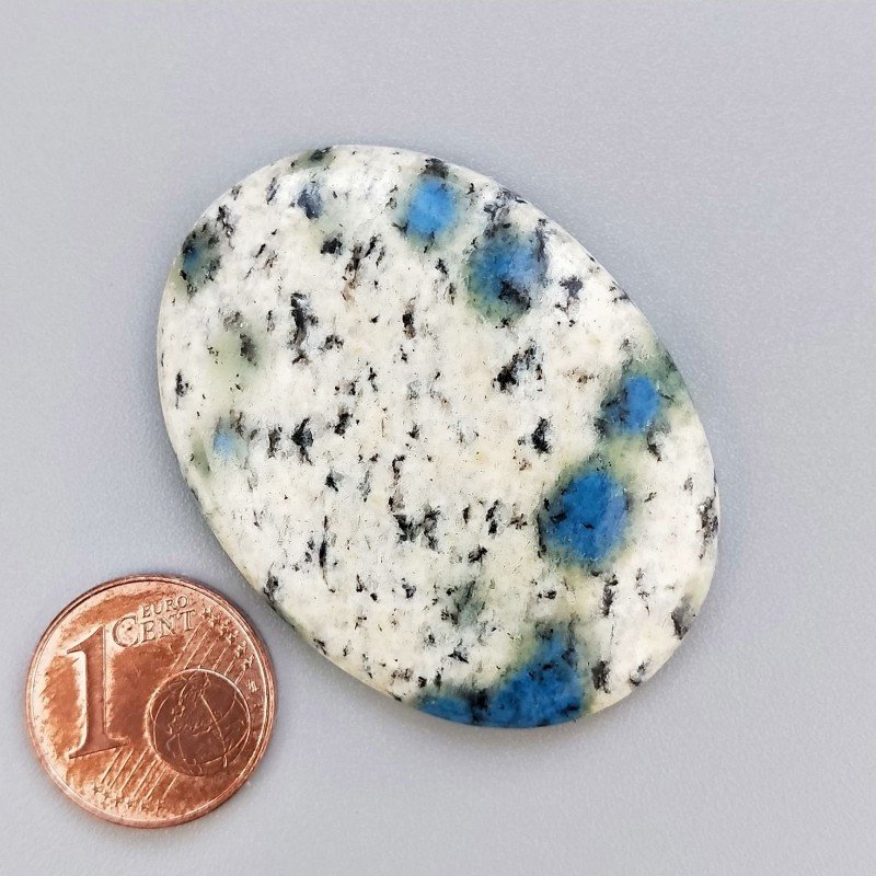K2 'Raindrop Azurite' Naturale Forma Ovale Piatto Cabochon Liscio Fatto a Mano 41X30mm 10,70gm 1pz