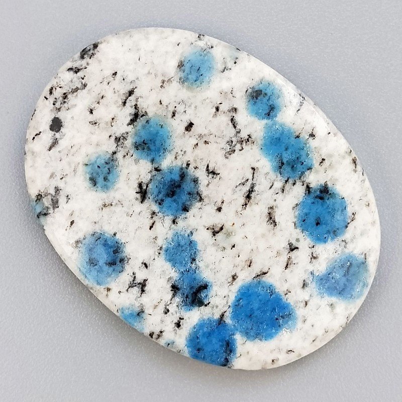 K2 'Raindrop Azurite' Naturale Forma Ovale Piatto Cabochon Liscio Fatto a Mano 40X30X5mm 10,10gm 1pz