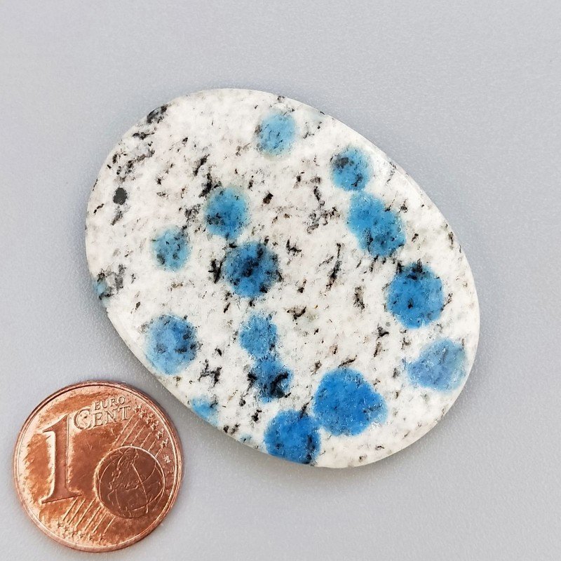 K2 'Raindrop Azurite' Naturale Forma Ovale Piatto Cabochon Liscio Fatto a Mano 40X30X5mm 10,10gm 1pz