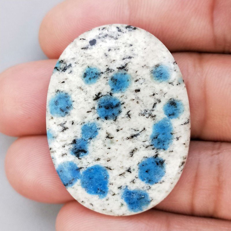 K2 'Raindrop Azurite' Naturale Forma Ovale Piatto Cabochon Liscio Fatto a Mano 40X30X5mm 10,10gm 1pz