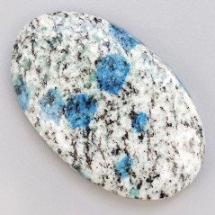 K2 'Raindrop Azurite' Naturale Forma Ovale Piatto Cabochon Liscio Fatto a Mano 44X27mm 13,19gm 1pz