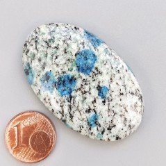 K2 'Raindrop Azurite' Naturale Forma Ovale Piatto Cabochon Liscio Fatto a Mano 44X27mm 13,19gm 1pz
