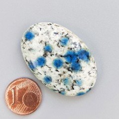 K2 'Raindrop Azurite' Naturale Forma Ovale Piatto Cabochon Liscio Fatto a Mano 38X25mm 11,01gm 1pz