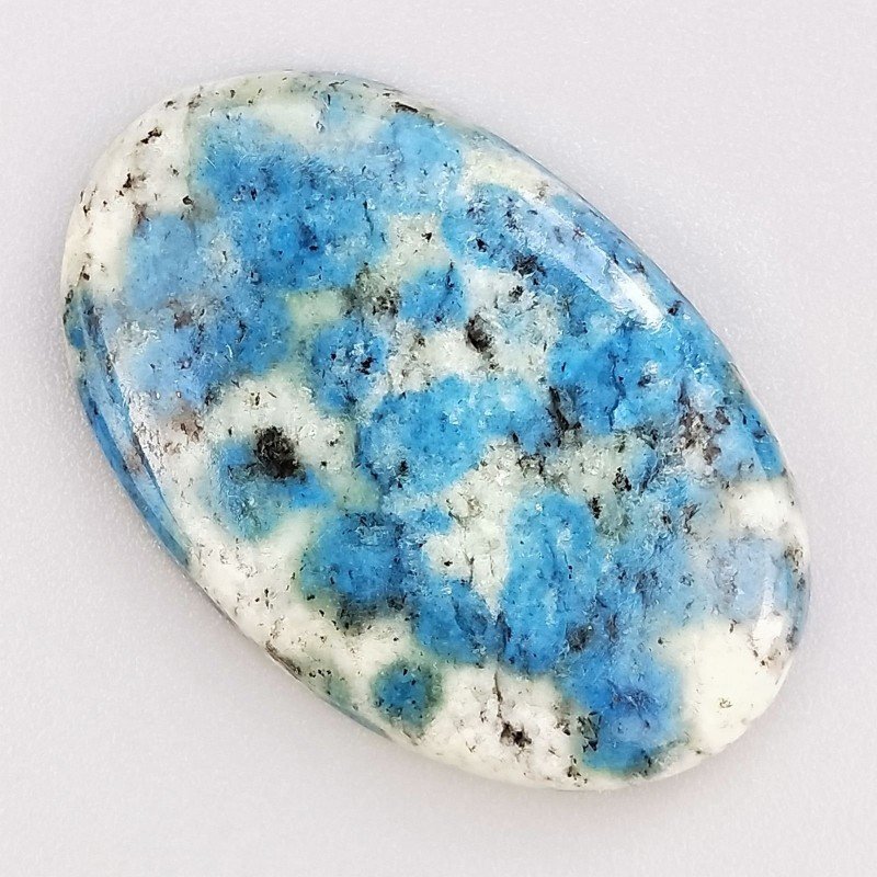 K2 'Raindrop Azurite' Naturale Forma Ovale Piatto Cabochon Liscio Fatto a Mano 39X25X5mm 8,65gm 1pz