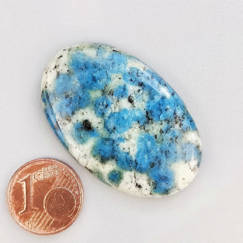 K2 'Raindrop Azurite' Naturale Forma Ovale Piatto Cabochon Liscio Fatto a Mano 39X25X5mm 8,65gm 1pz