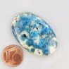 K2 'Raindrop Azurite' Naturale Forma Ovale Piatto Cabochon Liscio Fatto a Mano 39X25X5mm 8,65gm 1pz