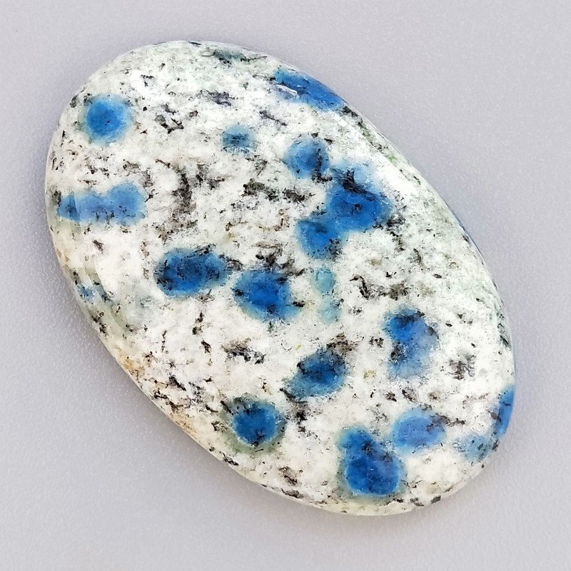 K2 'Raindrop Azurite' Naturale Forma Ovale Piatto Cabochon Liscio Fatto a Mano 43X28mm 14,47gm 1pz