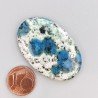 K2 'Raindrop Azurite' Naturale Forma Ovale Piatto Cabochon Liscio Fatto a Mano 40X26mm 9,60gm 1pz