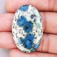 K2 'Raindrop Azurite' Naturale Forma Ovale Piatto Cabochon Liscio Fatto a Mano 40X26mm 9,60gm 1pz