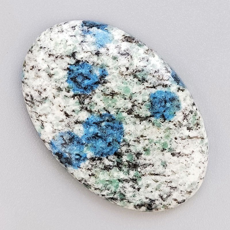 K2 'Raindrop Azurite' Naturale Forma Ovale Piatto Cabochon Liscio Fatto a Mano 43X29mm 10,98gm 1pz