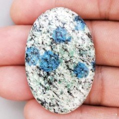 K2 'Raindrop Azurite' Naturale Forma Ovale Piatto Cabochon Liscio Fatto a Mano 43X29mm 10,98gm 1pz
