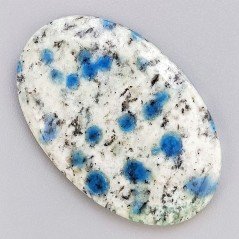 K2 'Raindrop Azurite' Naturale Forma Ovale Piatto Cabochon Liscio Fatto a Mano 46X29mm 10,77gm 1pz
