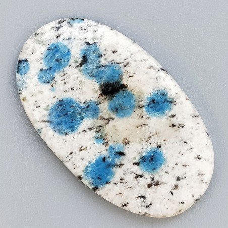 K2 'Raindrop Azurite' Naturale Forma Ovale Piatto Cabochon Liscio Fatto a Mano 42X25X4mm 7,95gm 1pz