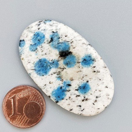 K2 'Raindrop Azurite' Naturale Forma Ovale Piatto Cabochon Liscio Fatto a Mano 42X25X4mm 7,95gm 1pz