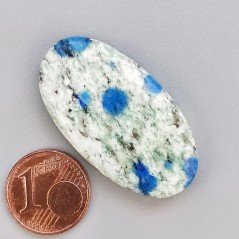 K2 'Raindrop Azurite' Naturale Forma Ovale Piatto Cabochon Liscio Fatto a Mano 36X20X6mm 8,35gm 1pz