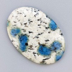 K2 'Raindrop Azurite' Naturale Forma Ovale Piatto Cabochon Liscio Fatto a Mano 42X29mm 9,94gm 1pz