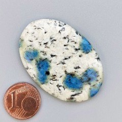 K2 'Raindrop Azurite' Naturale Forma Ovale Piatto Cabochon Liscio Fatto a Mano 42X29mm 9,94gm 1pz