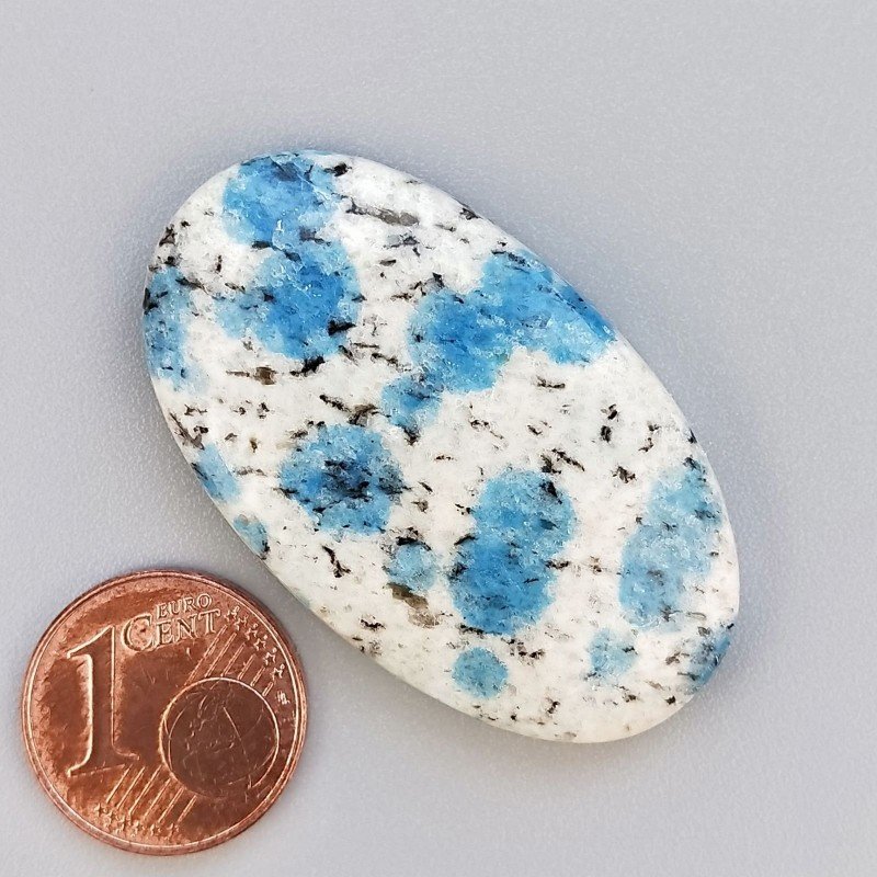 K2 'Raindrop Azurite' Naturale Forma Ovale Piatto Cabochon Liscio Fatto a Mano 39X23X6mm 9,75gm 1pz