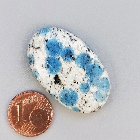 K2 'Raindrop Azurite' Naturale Forma Ovale Piatto Cabochon Liscio Fatto a Mano 34X21X6mm 8,60gm 1pz