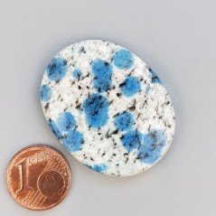 K2 'Raindrop Azurite' Naturale Forma Ovale Piatto Cabochon Liscio Fatto a Mano 35X28X6mm 10,25gm 1pz