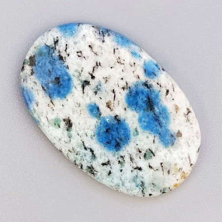 K2 'Raindrop Azurite' Naturale Forma Ovale Piatto Cabochon Liscio Fatto a Mano 34X22X4mm 5,10gm 1pz
