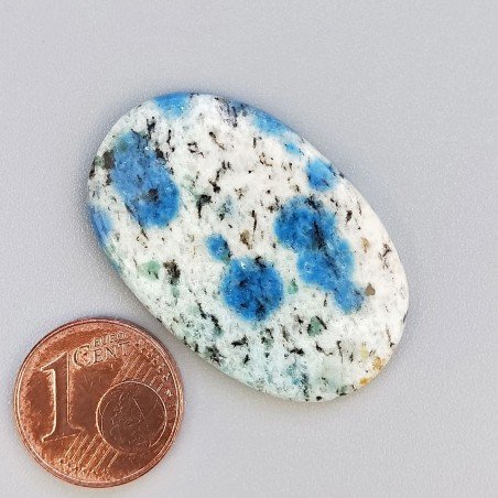 K2 'Raindrop Azurite' Naturale Forma Ovale Piatto Cabochon Liscio Fatto a Mano 34X22X4mm 5,10gm 1pz