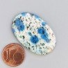 K2 'Raindrop Azurite' Naturale Forma Ovale Piatto Cabochon Liscio Fatto a Mano 34X22X4mm 5,10gm 1pz