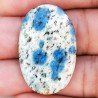 K2 'Raindrop Azurite' Naturale Forma Ovale Piatto Cabochon Liscio Fatto a Mano 34X22X4mm 5,10gm 1pz