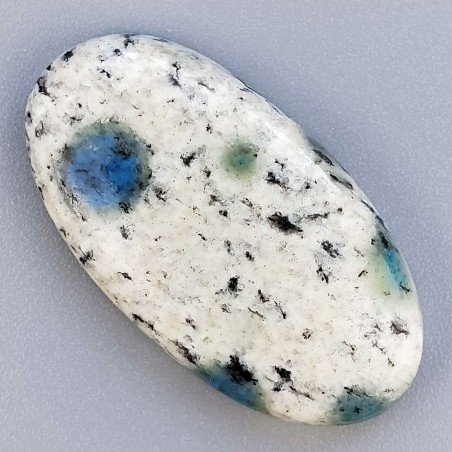 K2 'Raindrop Azurite' Naturale Forma Ovale Piatto Cabochon Liscio Fatto a Mano 35X19X6mm 6,80gm 1pz