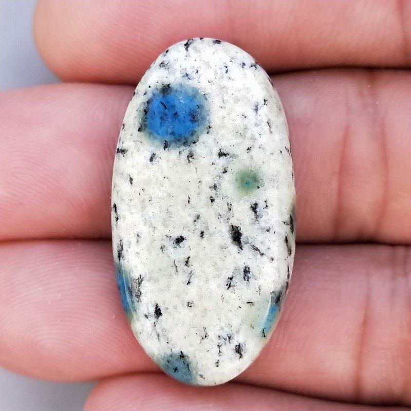 K2 'Raindrop Azurite' Naturale Forma Ovale Piatto Cabochon Liscio Fatto a Mano 35X19X6mm 6,80gm 1pz K2 'Raindrop Azurite' Naturale Forma Ovale Piatto Cabochon Liscio Fatto a Mano 35X19X6mm 6,80gm 1pz