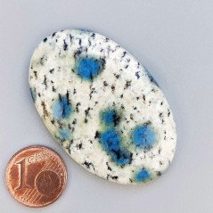 K2 'Raindrop Azurite' Naturale Forma Ovale Piatto Cabochon Liscio Fatto a Mano 46X30mm 13,20gm 1pz