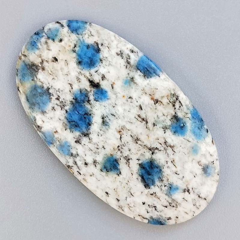 K2 'Raindrop Azurite' Naturale Forma Ovale Piatto Cabochon Liscio Fatto a Mano 47X27X5mm 10,15gm 1pz