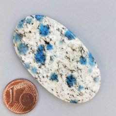 K2 'Raindrop Azurite' Naturale Forma Ovale Piatto Cabochon Liscio Fatto a Mano 47X27X5mm 10,15gm 1pz